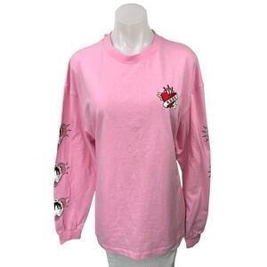 NEW Suzani Running High Womens Pink Long Sleeve Graphic Sweatshirt Sweater Top S